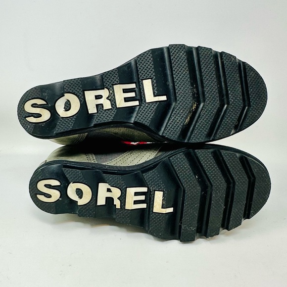 Sorel Lexie Leather Distressed Wedge Waterproof Boots Size 7.5 Grey Olive Green - Picture 11 of 15